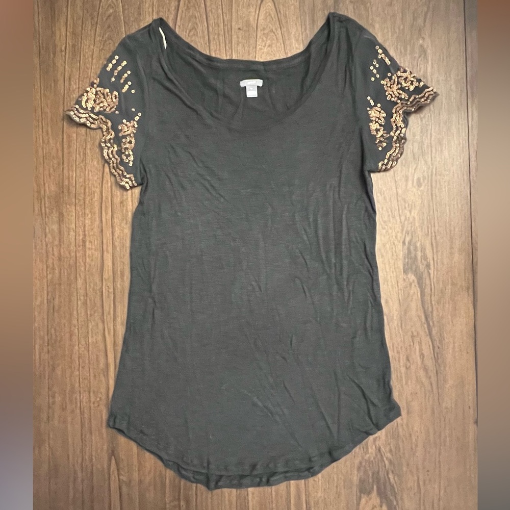 Aerie Short Sleeve Top, Size Medium, Color Dark Gray